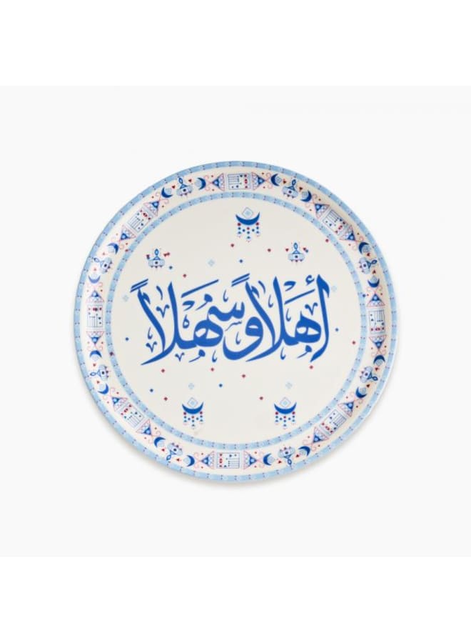 Zinnia Rosa By Zinnia  Ahlan W Sahlan Round Serving Plate 33 Cm – Blue Porcelain – Classic Dining