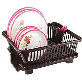 NEWON Multipurpose 3 in 1 Large Sink Set Dish Rack Drainer with Tray for Kitchen,Dish Rack Organizers, Plastic Kitchen Rack Basket Multi Color - Image 1