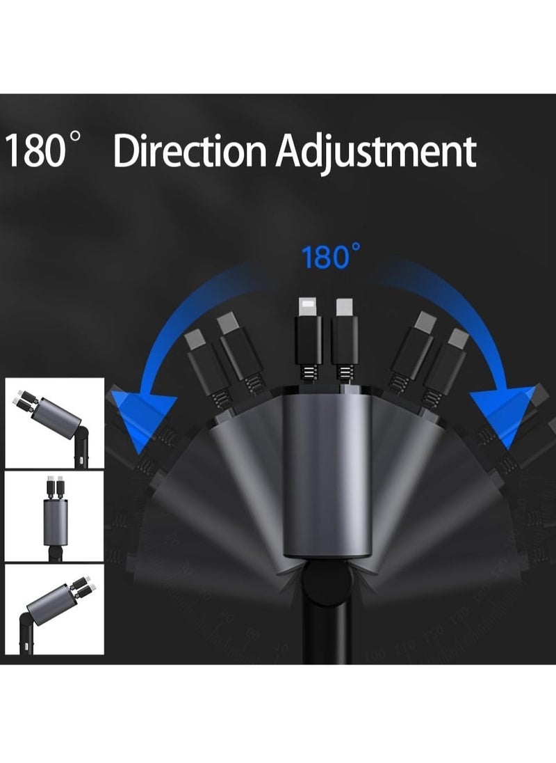 "Retractable 4-in-1 Fast Car Charger – 60W Power Delivery for Multiple Devices"