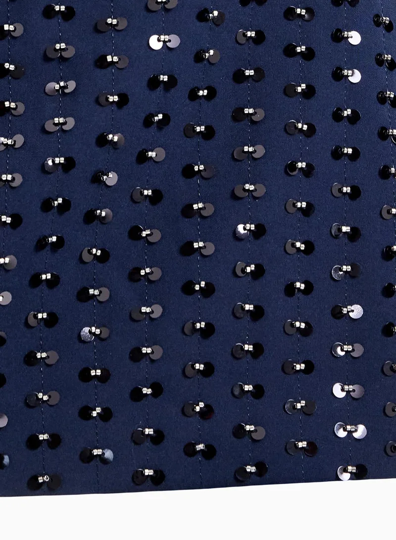 French Connection Navy Sherry Embellished Mini Skirt for Women | Best Price UAE