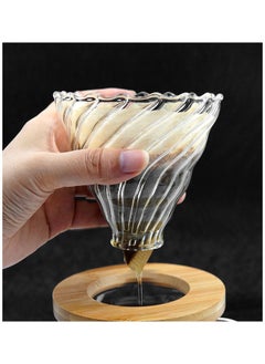 Generic Coffee Filter Cup Made of High Temperature Resistant Glass With Wooden Base Cone, Glass Coffee Dripper Pour Over Coffee Maker Slow Brewing Home Office Cafe Size 02  - Image 2