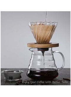Generic Coffee Filter Cup Made of High Temperature Resistant Glass With Wooden Base Cone, Glass Coffee Dripper Pour Over Coffee Maker Slow Brewing Home Office Cafe Size 02  - Image 4