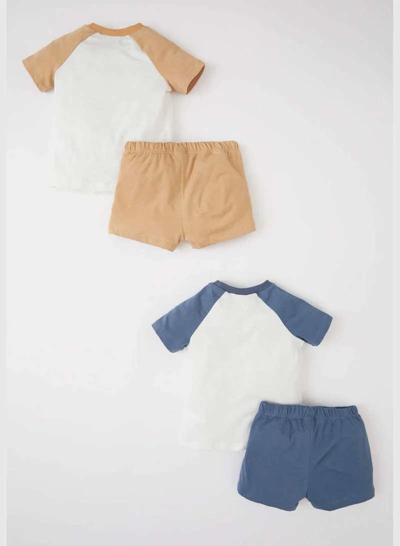 ديفاكتو 2 Pack Regular Fit Short Sleeve Colour Block Lounge Set
