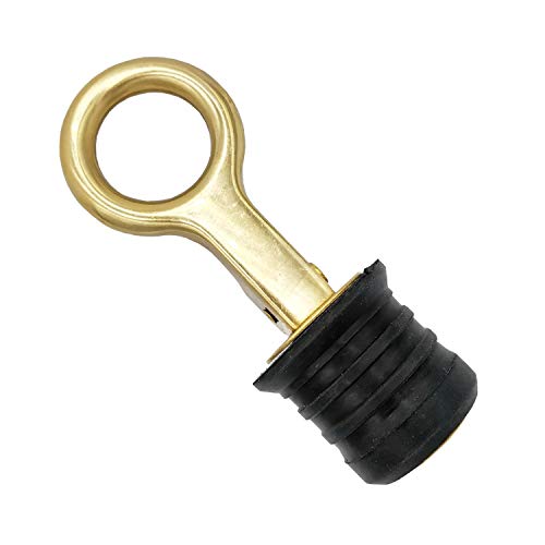 Douzime Boat Drain Plug Brass Snap Handle 1-1/4-inch Rubber Bailer Tight Flip Style Hull Plugs - Image 1