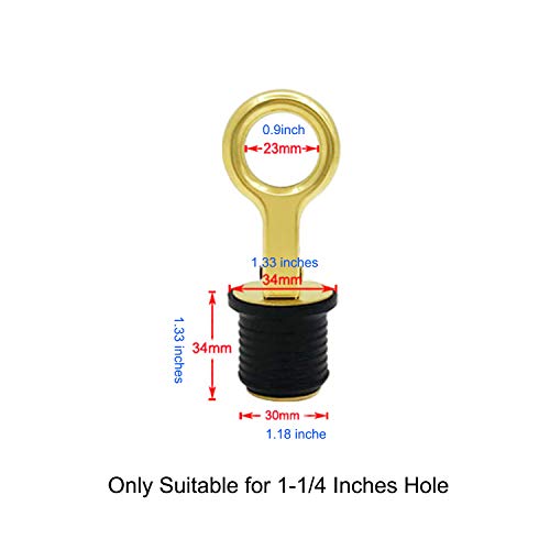 Douzime Boat Drain Plug Brass Snap Handle 1-1/4-inch Rubber Bailer Tight Flip Style Hull Plugs - Image 2
