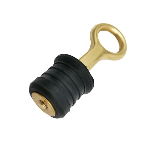 Douzime Boat Drain Plug Brass Snap Handle 1-1/4-inch Rubber Bailer Tight Flip Style Hull Plugs - Image 5