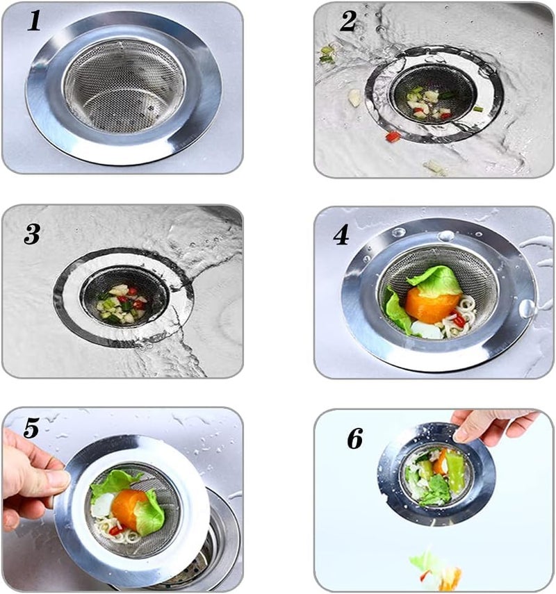 SHUTTLE ART 2 Pcs Kitchen Sink Strainer, Stainless Steel Sink Drain Strainer, Drain Filter Strainer, Bathroom Sink Stopper, Hair Catcher, for Kitchen Sink, Bathroom, Bathtub, Wash Basin (2) - Image 3