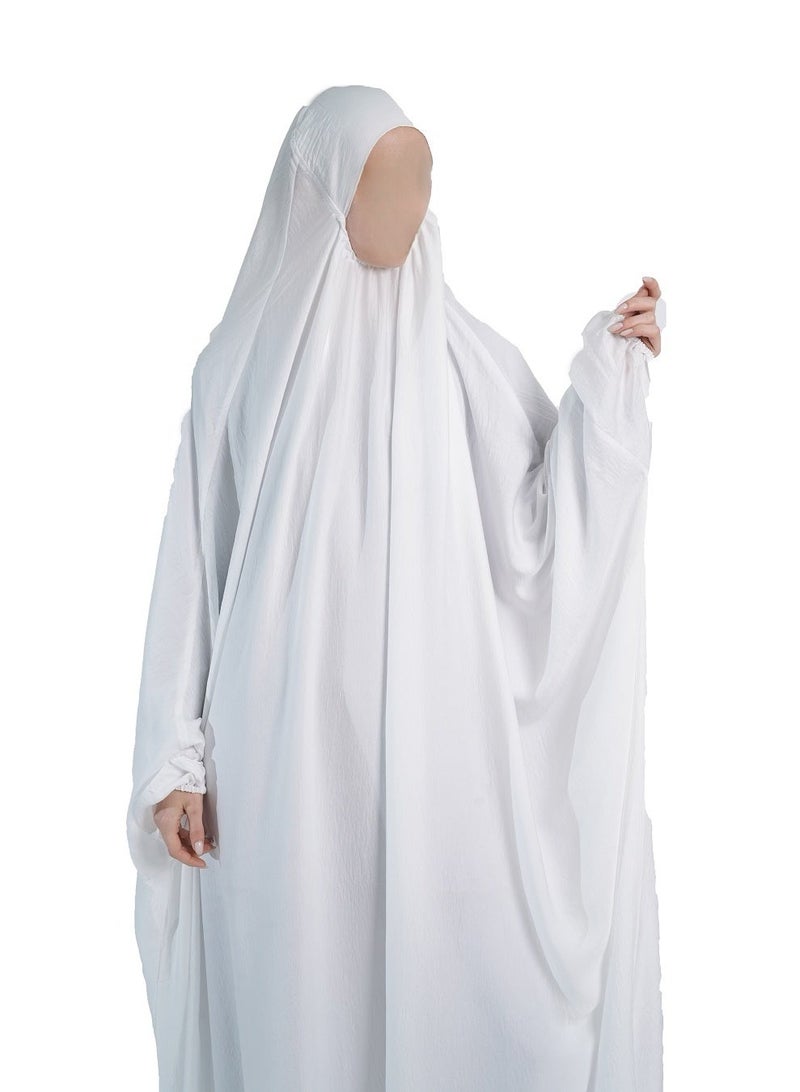 حجاب أبيض خفيف وعباءة صلاة من ناشوة بوتيك - Image 4