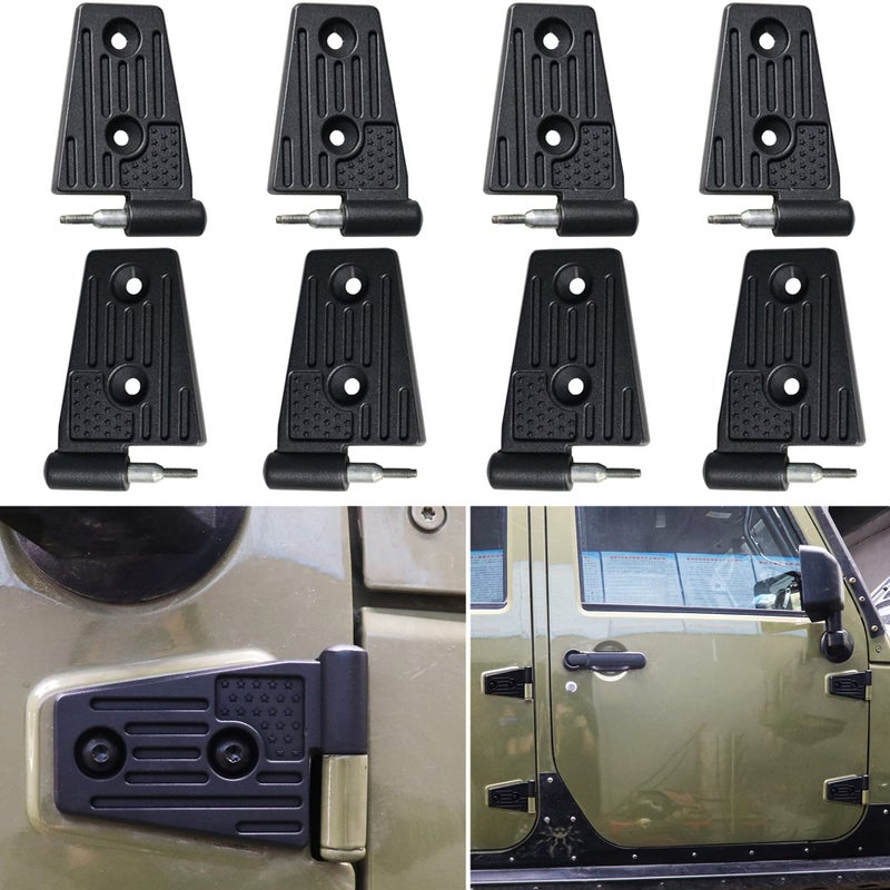 BESTAOO Door Hinge Kit for Jeep Wranlger Unlimited Rubicon Sahara Sports Accessories 20072018 JK JKU 4Door Heavy Duty Aluminum Alloy 8 Piece Black