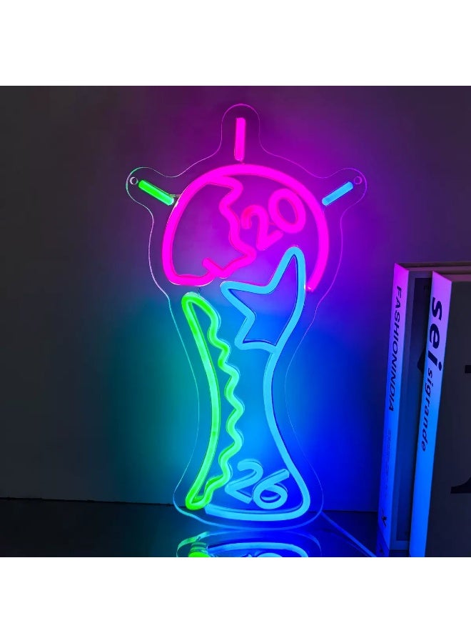 LED Football Neon Sign, 38x20cm Multicolour Sports Wall Decor, Atmosphere Light for Sports Bar, Bedroom & Game Room, Ideal Fans Gift - Image 1