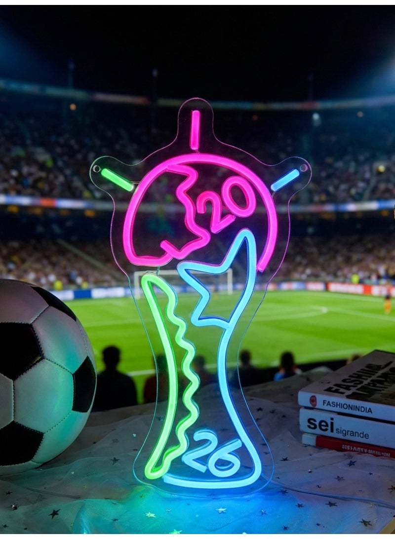 LED Football Neon Sign, 38x20cm Multicolour Sports Wall Decor, Atmosphere Light for Sports Bar, Bedroom & Game Room, Ideal Fans Gift - Image 2