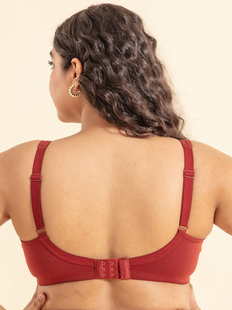 NYKD Super Support Everyday Cotton T-Shirt Push-Up Bra for Women Non Padded, Wirefree, Full Coverage (Everyday Pretty Lace Bra) Bra, NYB190, Brick, 32DD, 1N Brown - Image 3