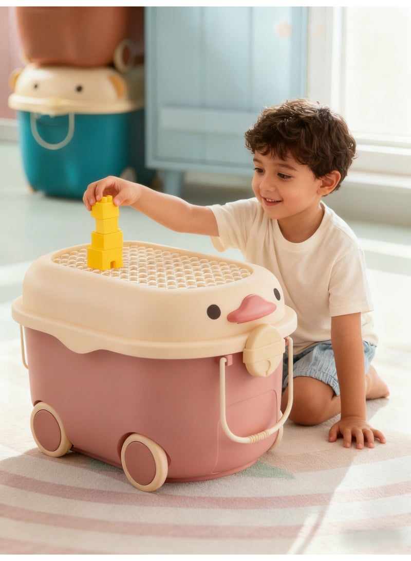 Children's Toy Storage Box, Large Kids Toy Storage Chest, Toy storage basket with wheels and handles, Suitable for Toys, Clothing, Books, Nursery Room, Playroom (DMYT-8637) - Image 4