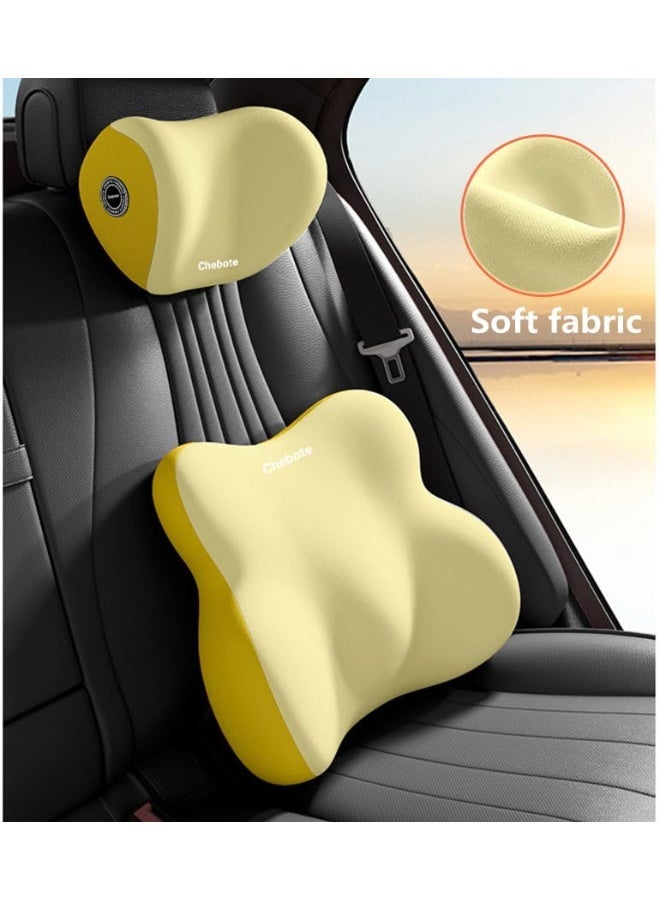 2PCS مقعد السيارة مساند الرأس ومجموعة دعم القطن ، وسادة الرقبة الرغوة الذاكرة الوسيدة الخلفية للسائقين ، مناسبة لكرسي السيارة / المكتب - Image 3