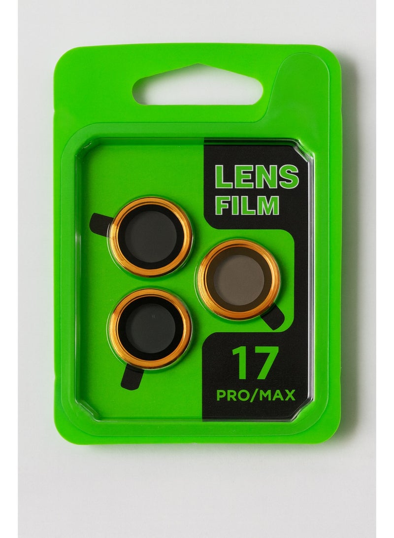 واقي عدسات كاميرا آيفون 17 برو / برو ماكس – إطار معدني ذهبي فاخر، حماية من الخدوش والصدمات بدقة عالية - Image 1