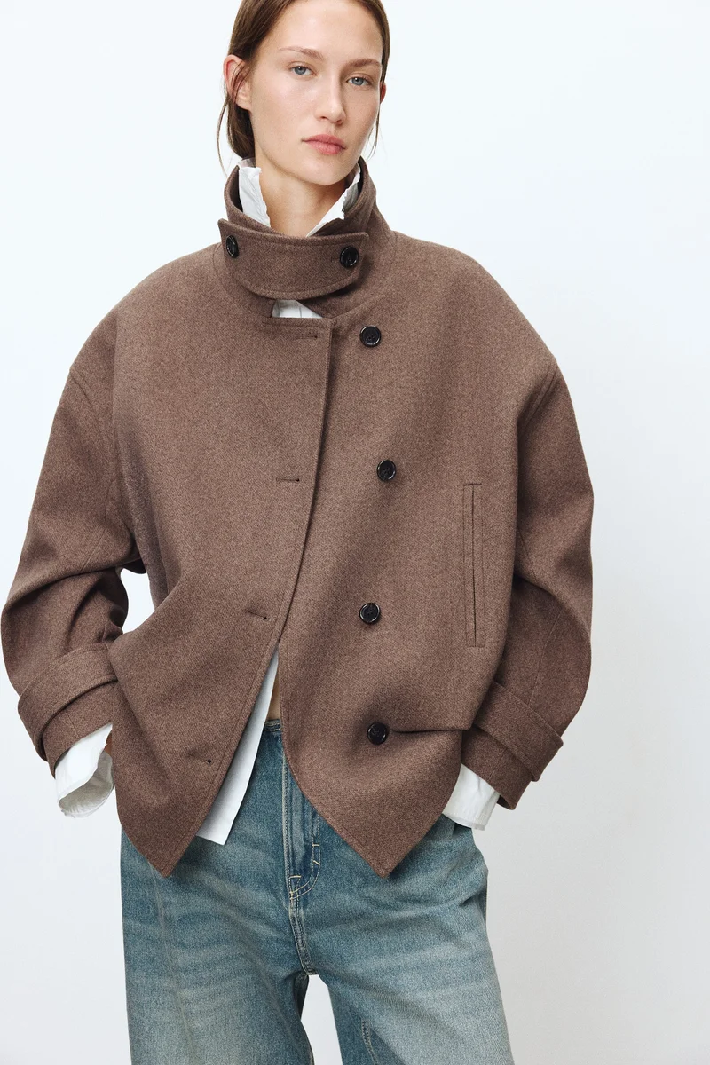 H&M  Funnel-collar tie-belt jacket for Women | Best Price UAE