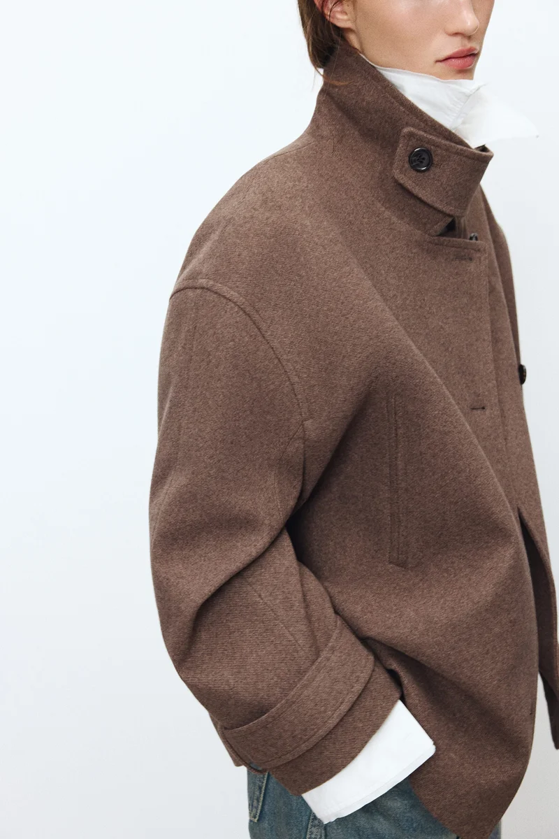 H&M  Funnel-collar tie-belt jacket for Women | Best Price UAE