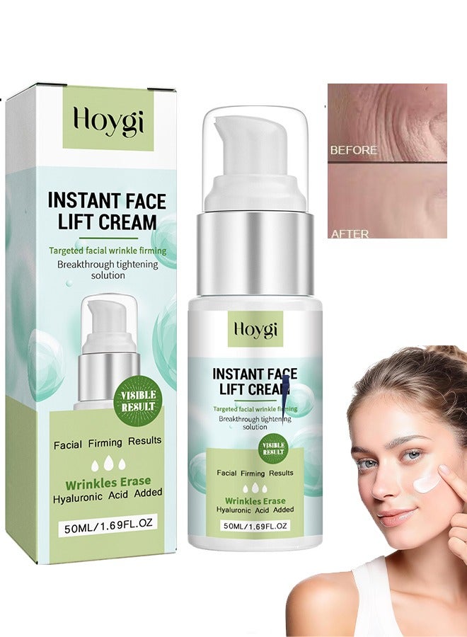 Instant Face Lift Cream, Facial Moisturizer With Hyaluronic Acid, Instant Wrinkle Remover, Face Lift Serum Visibly Firming Wrinkles And Sagging Skin, Smooth Fine Lines 50ml