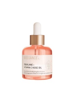 BIOSSANCE BIOSSANCE Squalane + Vitamin C Rose Oil, Advanced Facial Oil - Brightening, Firming, and Hydrating Serum for All Skin Types - Chios Crystal Oil, Damascus Rose Extract & Squalane for Radiance - 1oz  - Image 1