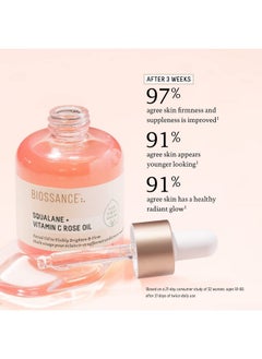 BIOSSANCE BIOSSANCE Squalane + Vitamin C Rose Oil, Advanced Facial Oil - Brightening, Firming, and Hydrating Serum for All Skin Types - Chios Crystal Oil, Damascus Rose Extract & Squalane for Radiance - 1oz  - Image 4