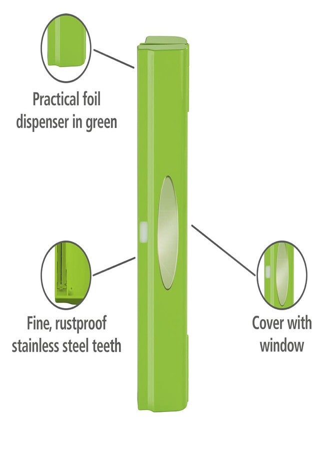 WENKO Plastic Wrap Dispenser with Cutter, Saran Film Holder, Refillable Aluminum Foil Wrap Dispenser with Slide Cutter for Kitchen Organization, 14.96 x 2.05 x 2.64 in, Green - Image 4