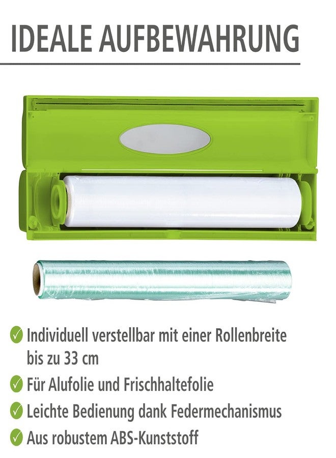 WENKO Plastic Wrap Dispenser with Cutter, Saran Film Holder, Refillable Aluminum Foil Wrap Dispenser with Slide Cutter for Kitchen Organization, 14.96 x 2.05 x 2.64 in, Green - Image 5