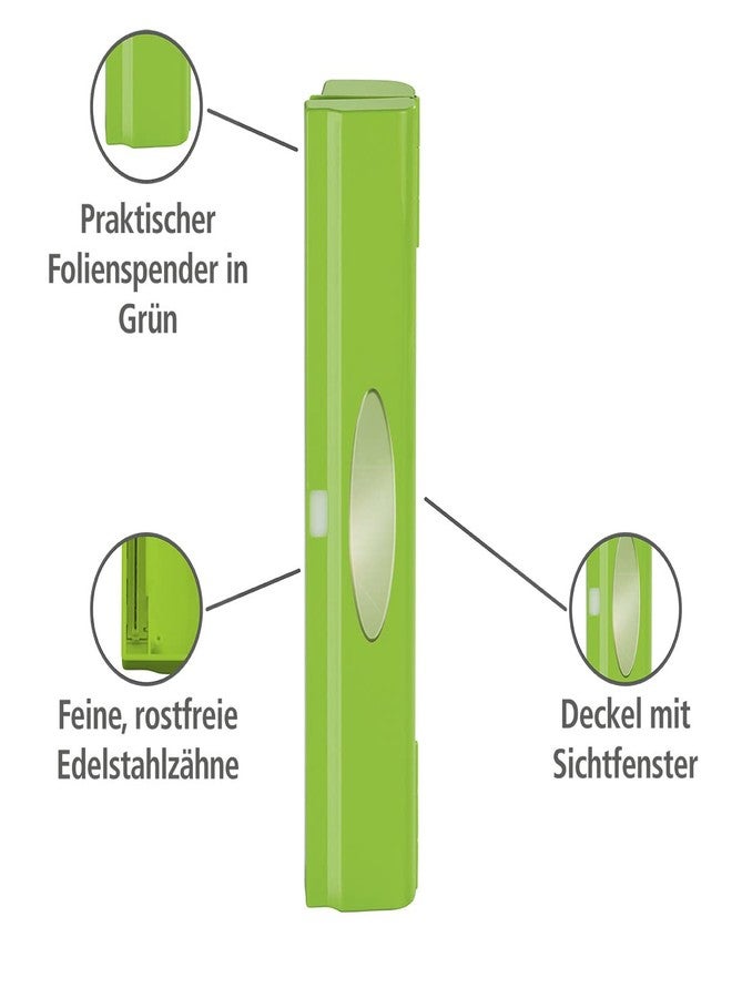 WENKO Plastic Wrap Dispenser with Cutter, Saran Film Holder, Refillable Aluminum Foil Wrap Dispenser with Slide Cutter for Kitchen Organization, 14.96 x 2.05 x 2.64 in, Green - Image 3