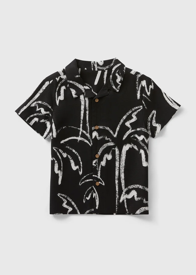 Matalan Boys Black Mono Palm Shirt