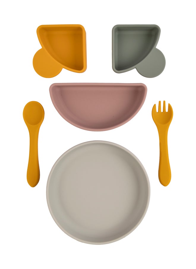 Babies Basic Feeding Set With Removable Sections , 3 Piece, Silicone Set For Self Feeding, Learning & Fine Motor Skills Soft, Easy To Grip,Silicone Suction Plate With Silicone Spoon And Fork- Green  - Image 5