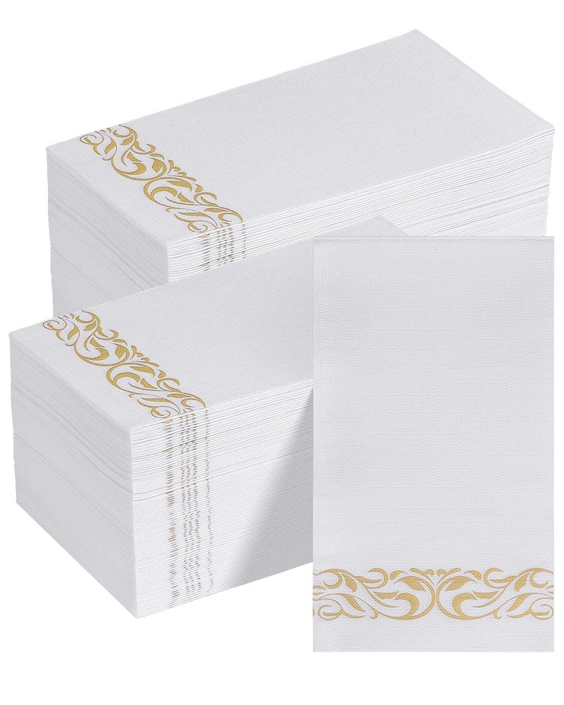 Goodluck 200 Pack 3-Ply Disposable Napkins - Soft & Absorbent Paper Hand Towels for Bathroom Guests, Dinner Party, Kitchen,Christmasï¼Œ Wedding & Events, Parties - Floral Siliver Trim - Image 1