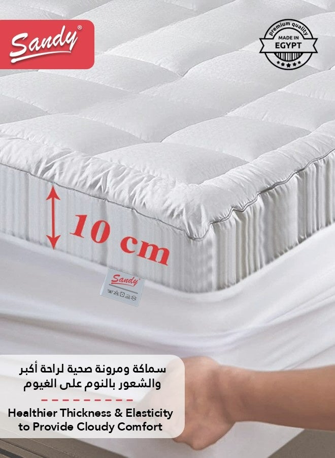 Sandy Super Rich Mattress Topper 1 Pc, King Size 200x200+10 cm Thickness, Fitted Sheet Style Up to 35cm, Super Soft Microfiber Fabric, Cloudy Soft Thick Down Alternative Filling - 10 cm Height - Image 4