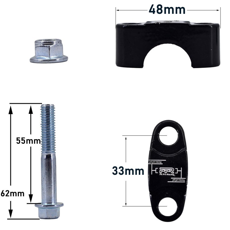 PPR PIT PRO RACING 7/8" 22mm Handlebar Risers, Mini Bike Motorcycle Handlebar Mount Clamp Compatible with MBX10 MBX11 TaoTao DB100 Coleman BT200X RB100 Moto 80 105 Pit Dirt Bike Parts - Image 3