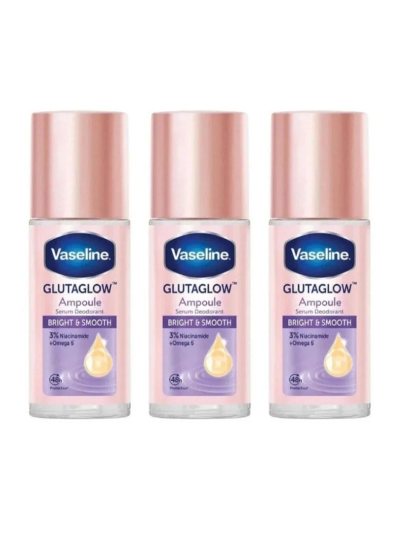 Vaseline Glutaglow Bright & Smooth Ampoule Serum Deodorant - 45ml 3PCS
