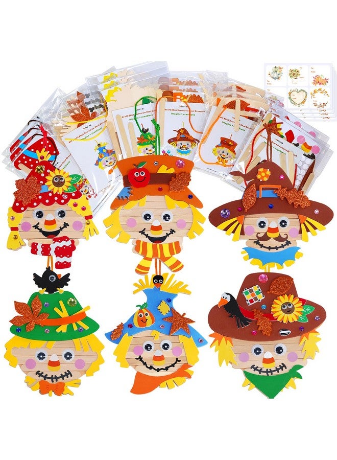 Winlyn 24 Sets Fall Craft Stick Scarecrow Head Making Kits DIY Popsicle Stick Scarecrow Heads Ornaments Art Sets for Kids Autumn Decorations Halloween Harvest Season Art Project Classroom Activities - Image 1