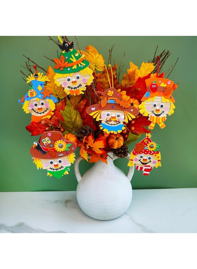 Winlyn 24 Sets Fall Craft Stick Scarecrow Head Making Kits DIY Popsicle Stick Scarecrow Heads Ornaments Art Sets for Kids Autumn Decorations Halloween Harvest Season Art Project Classroom Activities - Image 2