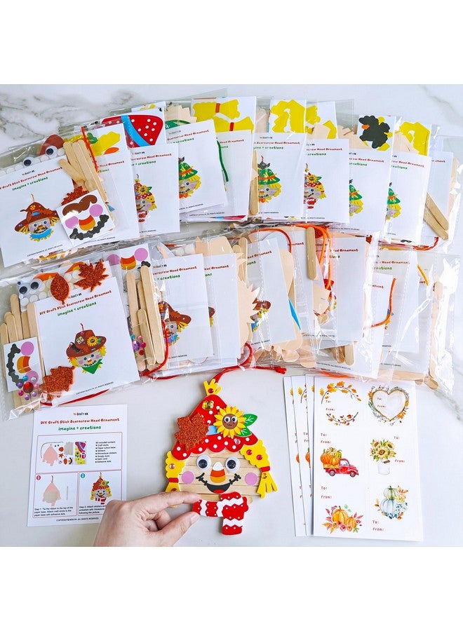 Winlyn 24 Sets Fall Craft Stick Scarecrow Head Making Kits DIY Popsicle Stick Scarecrow Heads Ornaments Art Sets for Kids Autumn Decorations Halloween Harvest Season Art Project Classroom Activities - Image 3