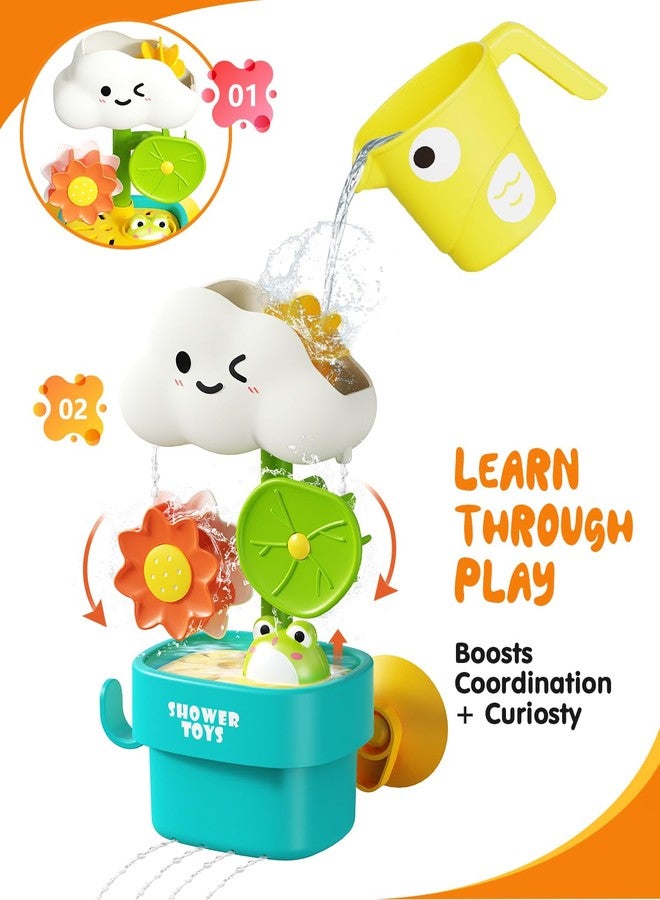 Humzo Bath Toys for Kids Ages 1-3: Cloud Set with Watering Cup, Toddler Interactive Bath Toys with Strong Suction Cup, Attach to Any Tub or Shower Fun for Bath Time - Great for Boys, Girls Shower Gifts - Image 2