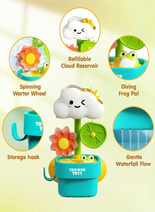 Humzo Bath Toys for Kids Ages 1-3: Cloud Set with Watering Cup, Toddler Interactive Bath Toys with Strong Suction Cup, Attach to Any Tub or Shower Fun for Bath Time - Great for Boys, Girls Shower Gifts - Image 3