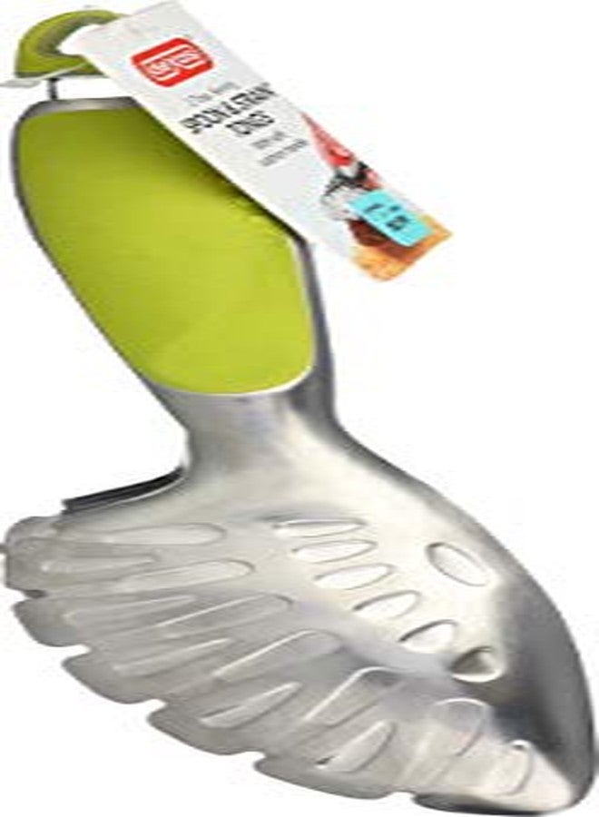 Dexas Spoon and Strain Stainless Steel Slotted Tongs, Green Handles - Image 4