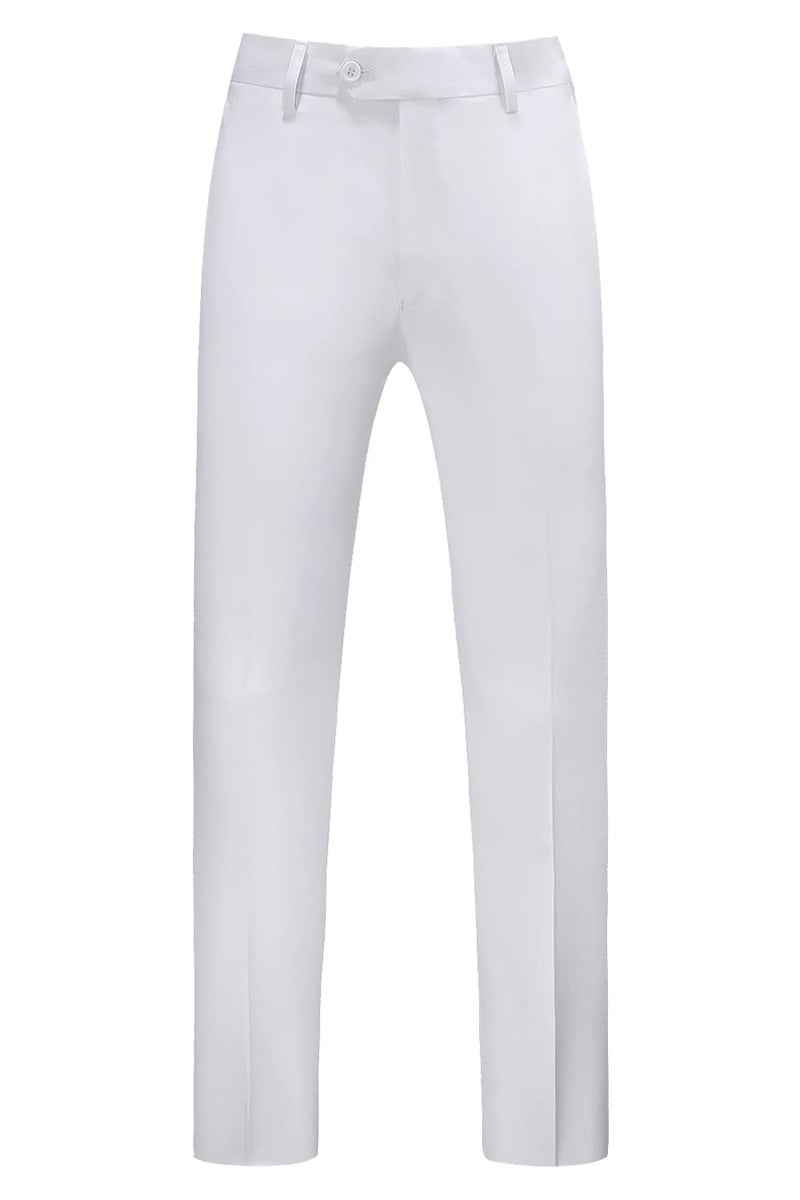 UNINUKOO Mens Dress Pants Slim Fit Solid Color Skinny Trousers Classic Business Casual Wedding Suit Pants US Size 40W x 32L White - Image 3