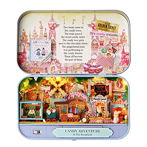 Kisoy Dollhouse Miniature with Furniture Kit Handmade DIY House Model for Teens Adult Gift Candy Adventure - Image 1