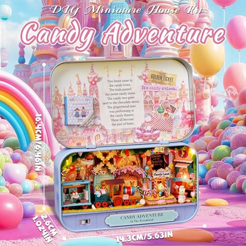 Kisoy Dollhouse Miniature with Furniture Kit Handmade DIY House Model for Teens Adult Gift Candy Adventure - Image 5