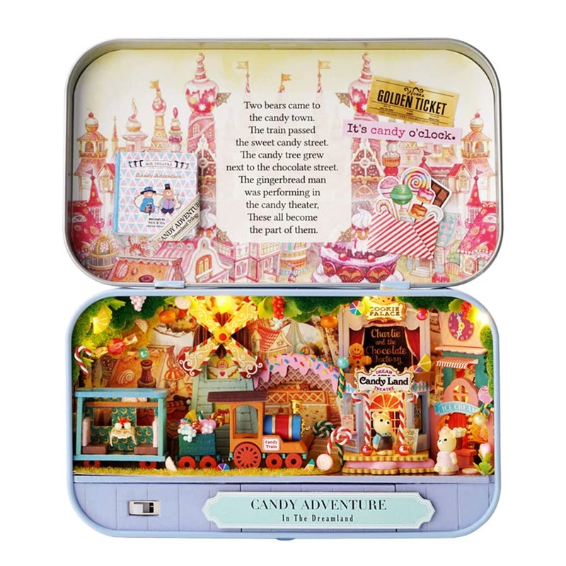 Kisoy Dollhouse Miniature with Furniture Kit Handmade DIY House Model for Teens Adult Gift Candy Adventure - Image 3