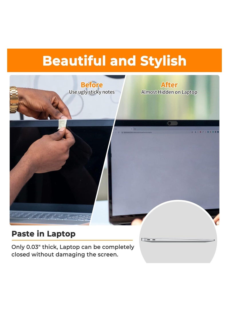 Webcam Cover Slide, 12 Pack Phone Camera Cover, Ultra-Thin for Laptop, iMac, MacBook Pro, Mac, Computer, Smart Phone, Tablets Slider Camera Blocker Protect Your Privacy & Security (Black) - Image 2