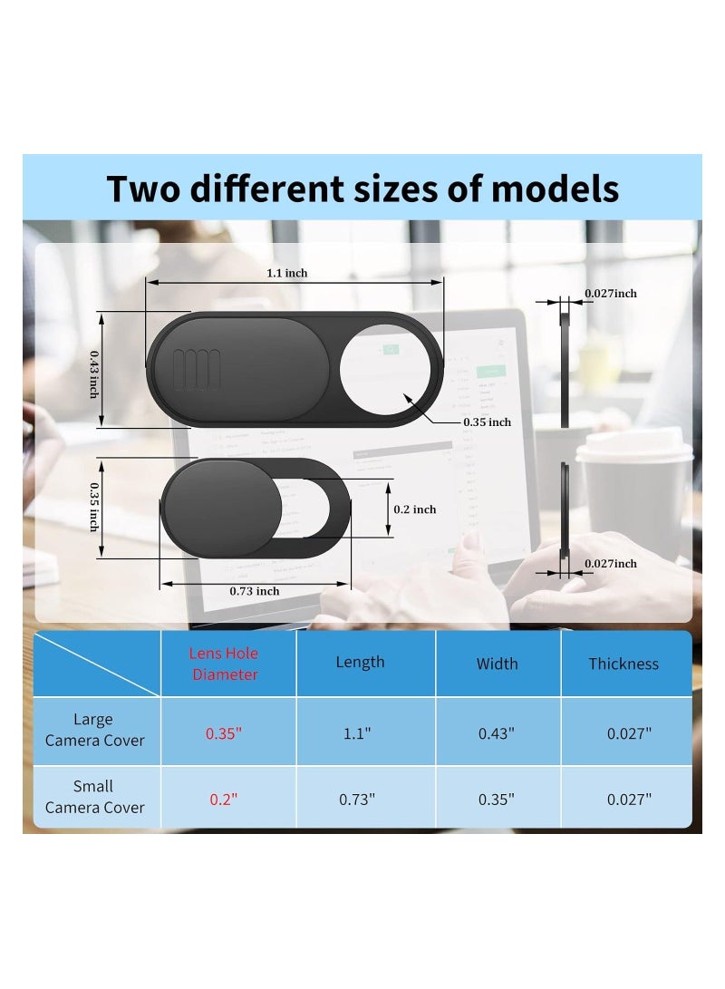 Webcam Cover Slide, 12 Pack Phone Camera Cover, Ultra-Thin for Laptop, iMac, MacBook Pro, Mac, Computer, Smart Phone, Tablets Slider Camera Blocker Protect Your Privacy & Security (Black) - Image 5