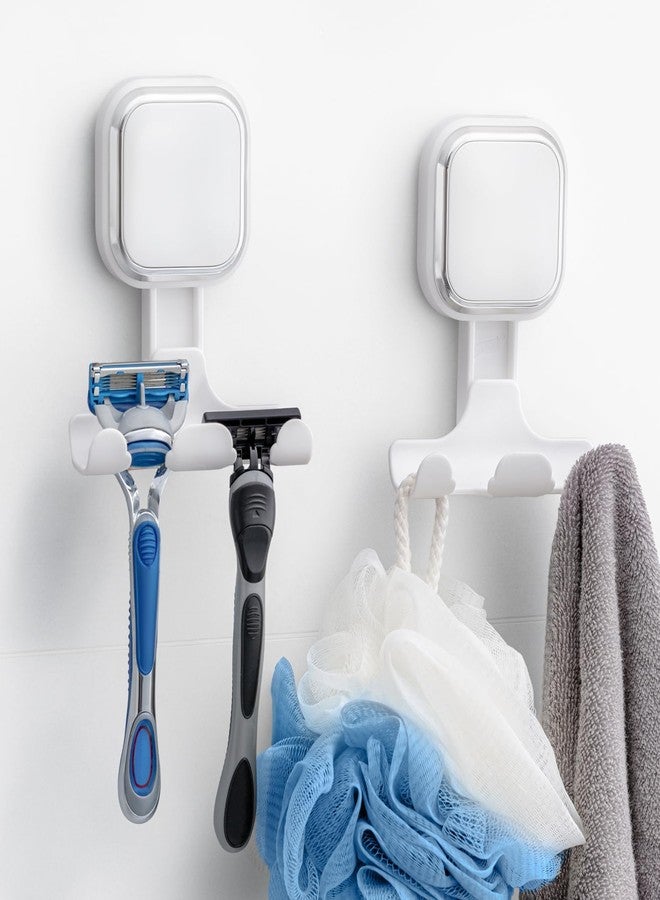 TAILI Suction Cup Razor Holder for Shower Wall 2 Pack, Versatile Suction Cup Hooks for Razor, Towel, Loofah, Squeegee, Cell Phone, Removable Damage-Free Hanging Shower Hook, Shaver Holder, White - Image 1