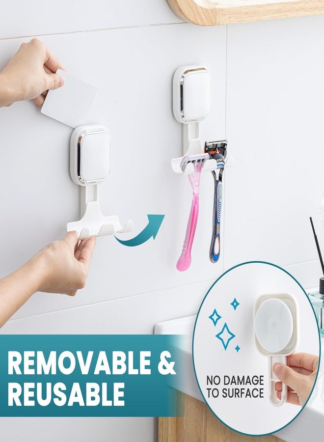 TAILI Suction Cup Razor Holder for Shower Wall 2 Pack, Versatile Suction Cup Hooks for Razor, Towel, Loofah, Squeegee, Cell Phone, Removable Damage-Free Hanging Shower Hook, Shaver Holder, White - Image 5
