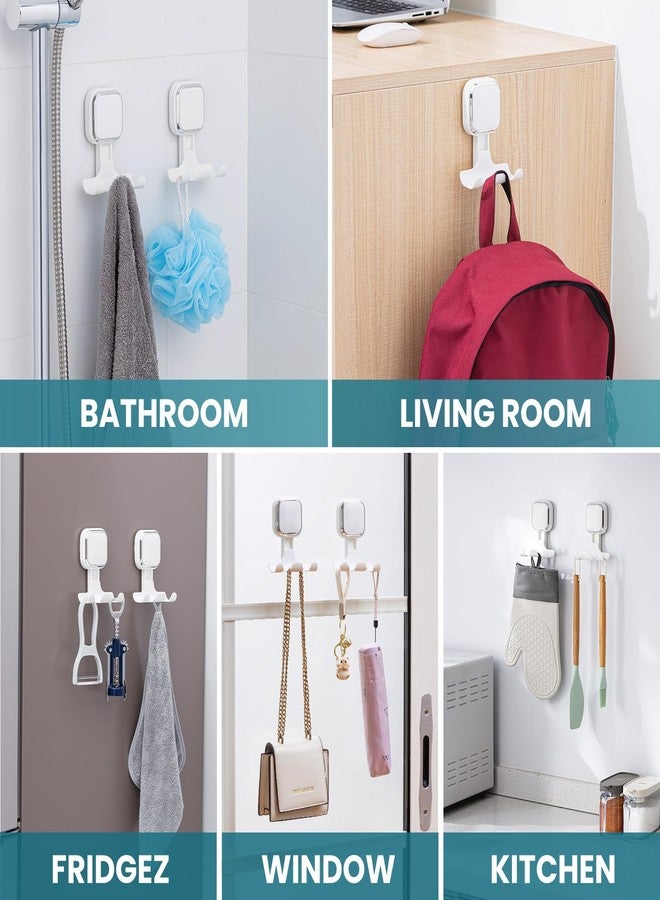 TAILI Suction Cup Razor Holder for Shower Wall 2 Pack, Versatile Suction Cup Hooks for Razor, Towel, Loofah, Squeegee, Cell Phone, Removable Damage-Free Hanging Shower Hook, Shaver Holder, White - Image 4