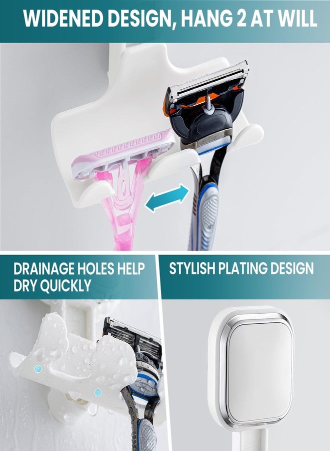 TAILI Suction Cup Razor Holder for Shower Wall 2 Pack, Versatile Suction Cup Hooks for Razor, Towel, Loofah, Squeegee, Cell Phone, Removable Damage-Free Hanging Shower Hook, Shaver Holder, White - Image 3