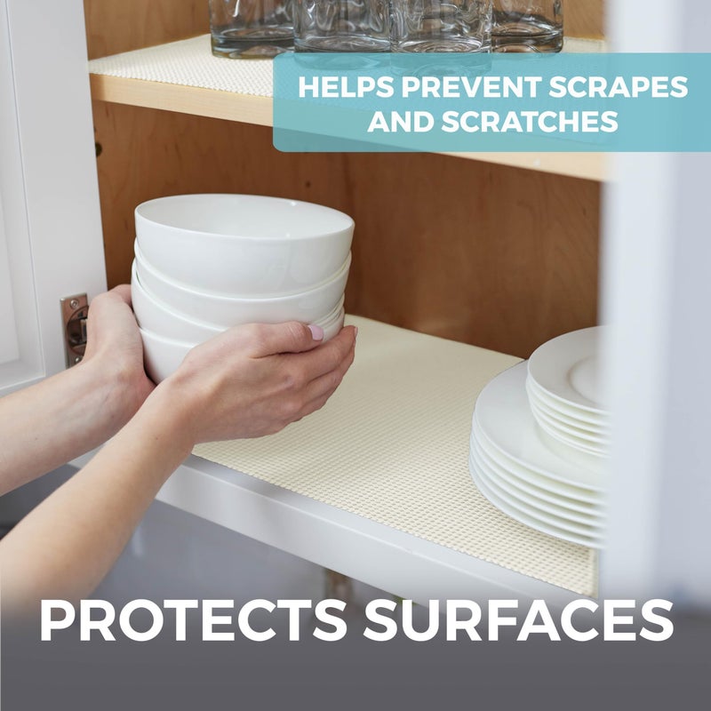 HOME GENIE Shelf Drawer and Cabinet Liner, Durable with Strong Grip, 17.5 in x 20 FT, Non Adhesive Liners Protect Kitchen Cabinets and Cupboard, Pantry, Bathroom Drawers and Shelves, Desks, White - Image 4